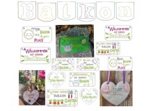 Stickserie ITH - Balkon Schilder inkl. Wimpel "Balkon"